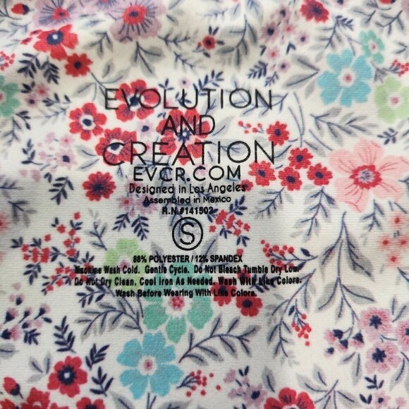 EVCR Evolution And Creation High Rise Leggings S Floral Crop Pockets Activewear - Picture 3 of 6